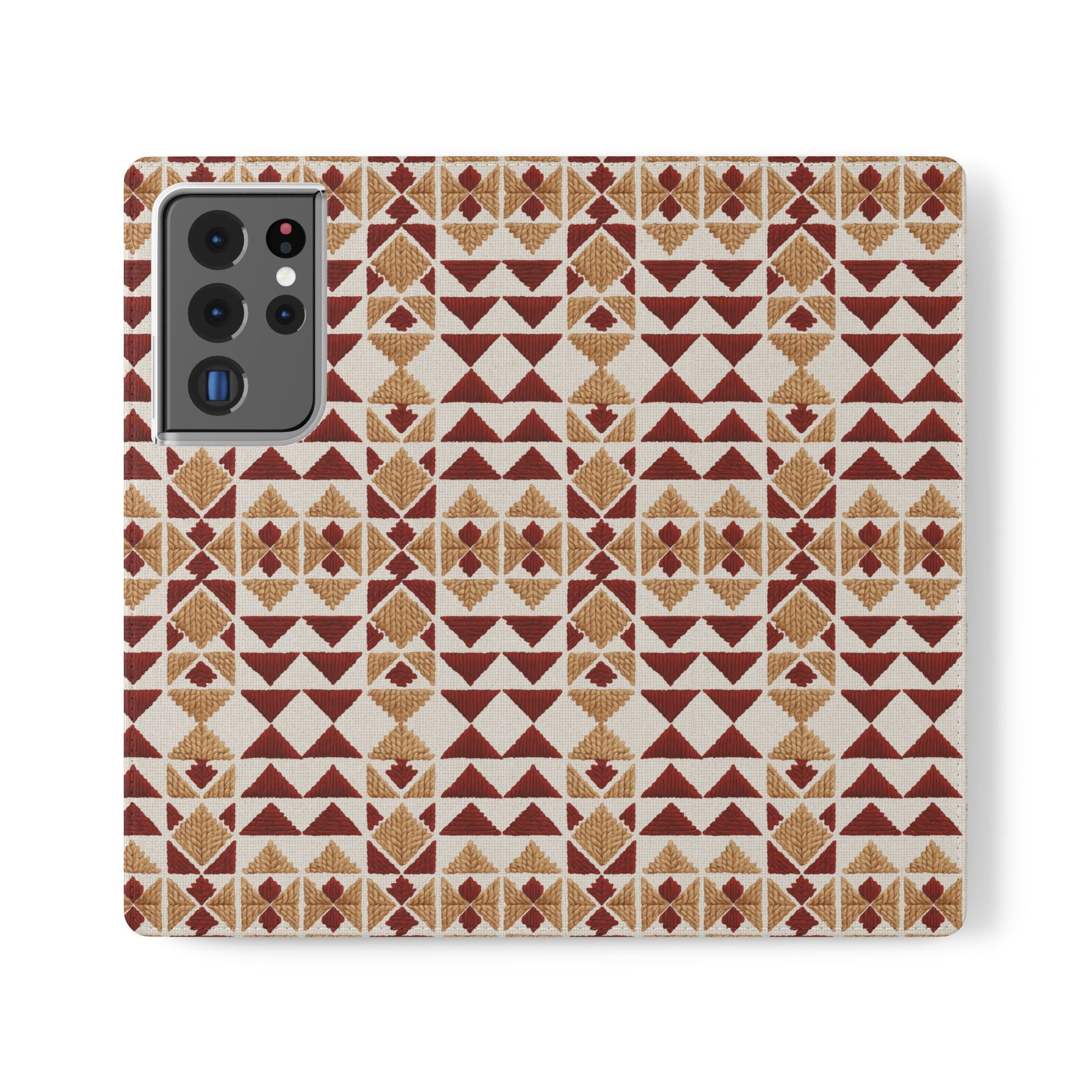 Munții în foc – Ediția II „Vârfuri și fire” | Husă din piele vegană inspirată de broderii (seria Samsung)