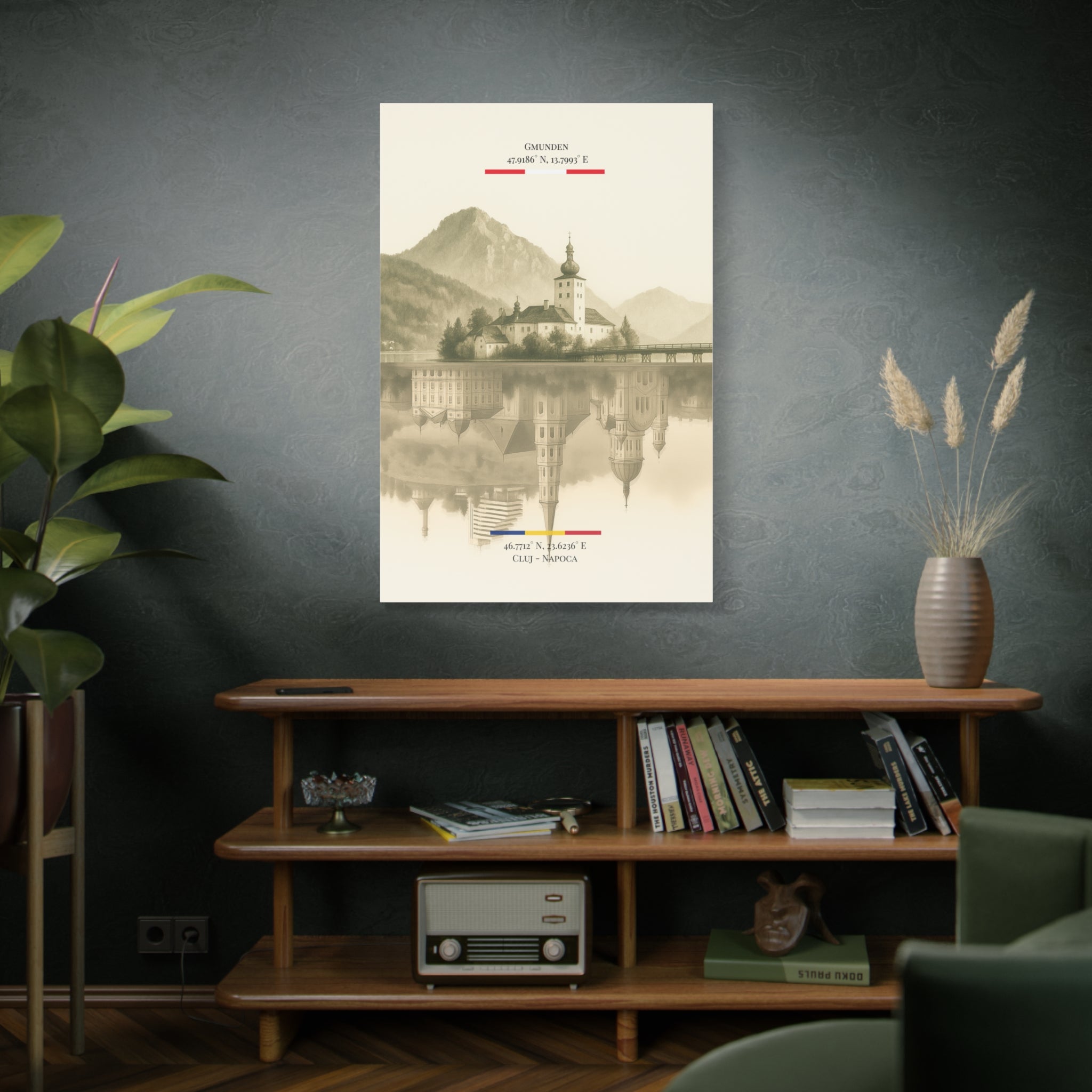 Vintage Sepia Gmunden Cluj – Fine-Art Illustration | Heimatstadt Collection | Vertical Wall Art