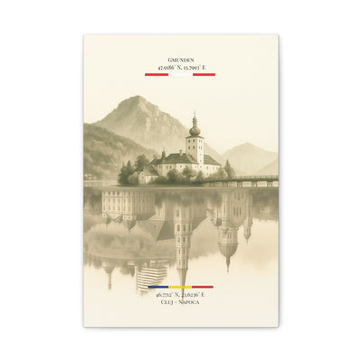 Vintage Sepia Gmunden Cluj – Fine-Art Illustration | Heimatstadt Collection | Vertical Wall Art