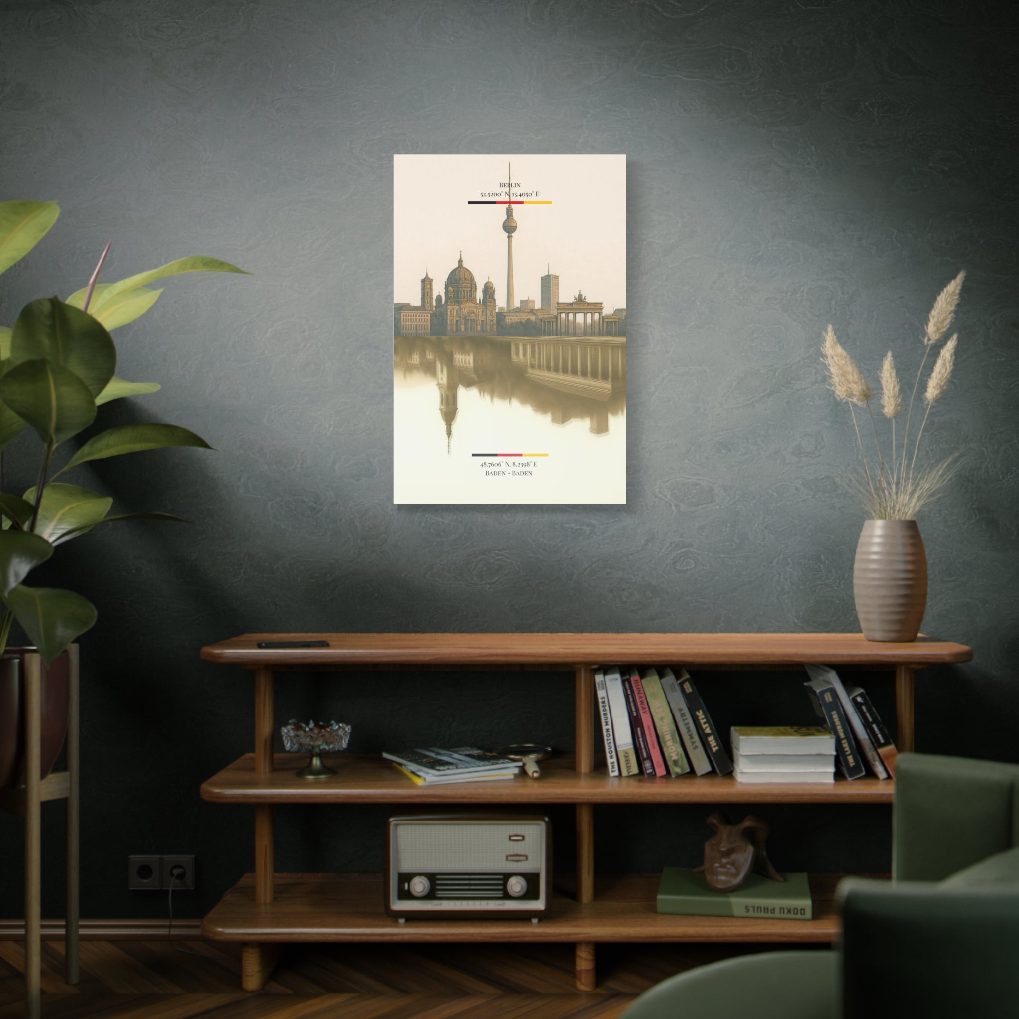 Vintage Sepia Berlin Baden-Baden – Fine-Art Illustration | Heimatstadt Collection | Vertical Wall Art