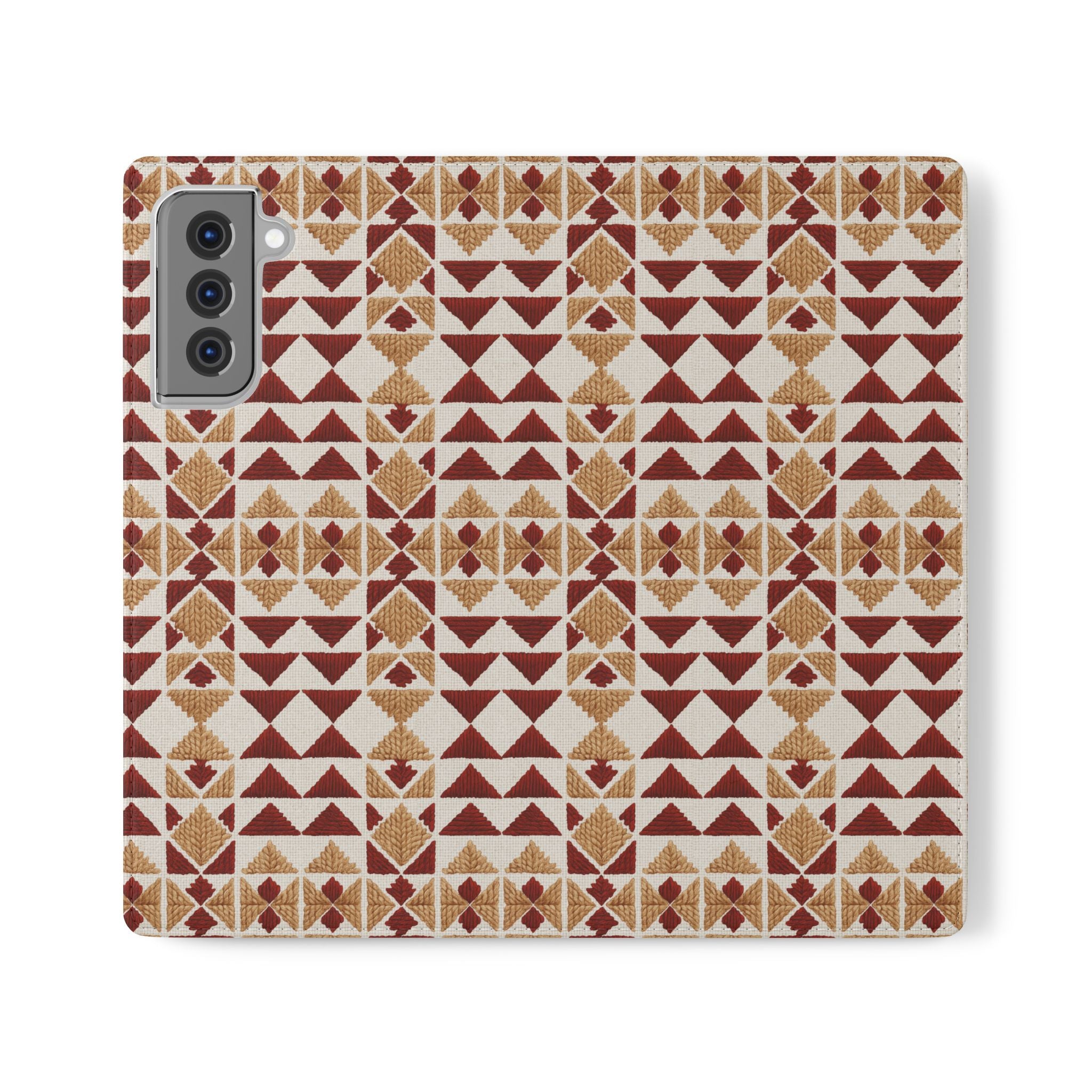 Munții în foc – Ediția II „Vârfuri și fire” | Husă din piele vegană inspirată de broderii (seria Samsung)