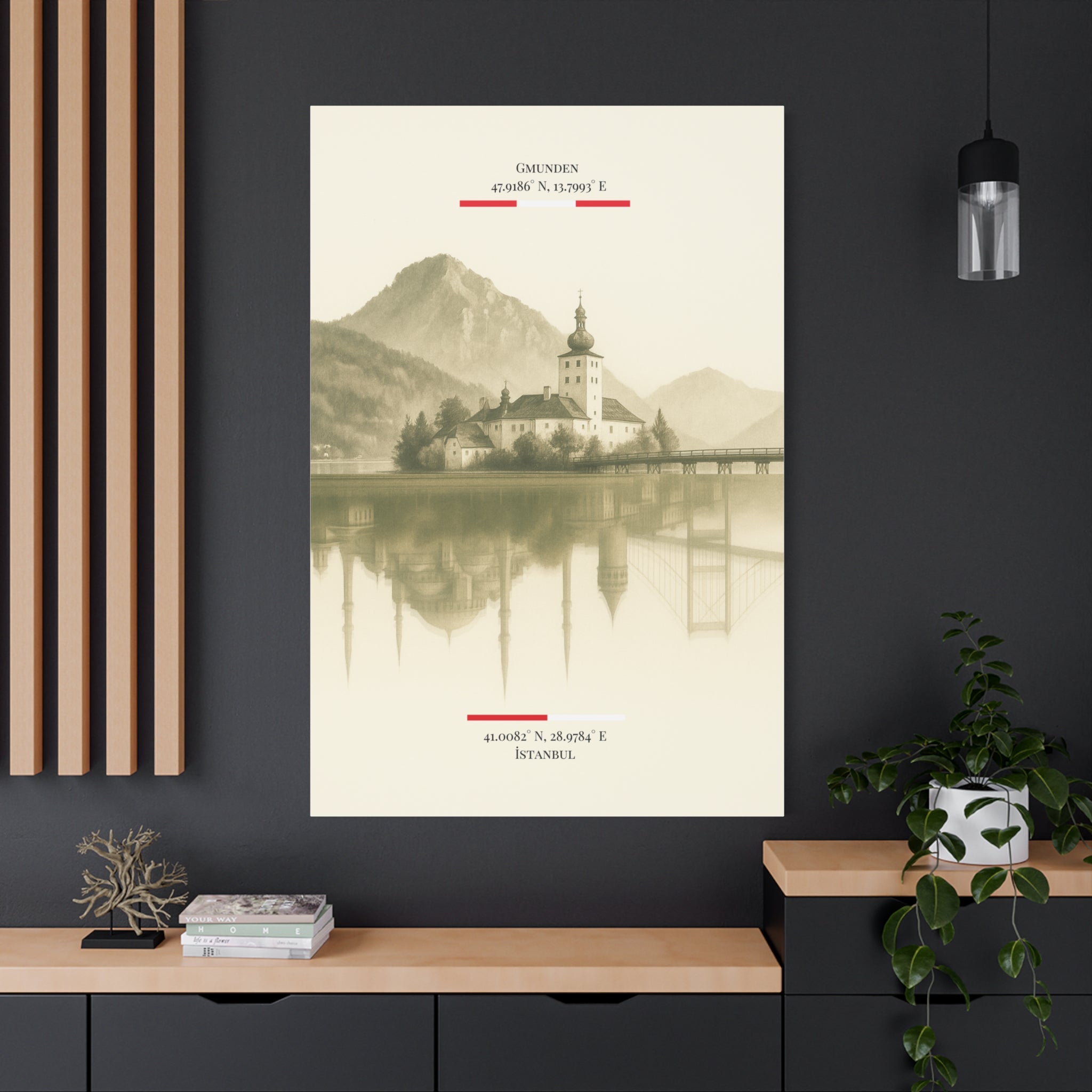 Vintage Sepia Gmunden Istanbul – Fine-Art Illustration | Heimatstadt Collection | Vertical Wall Art