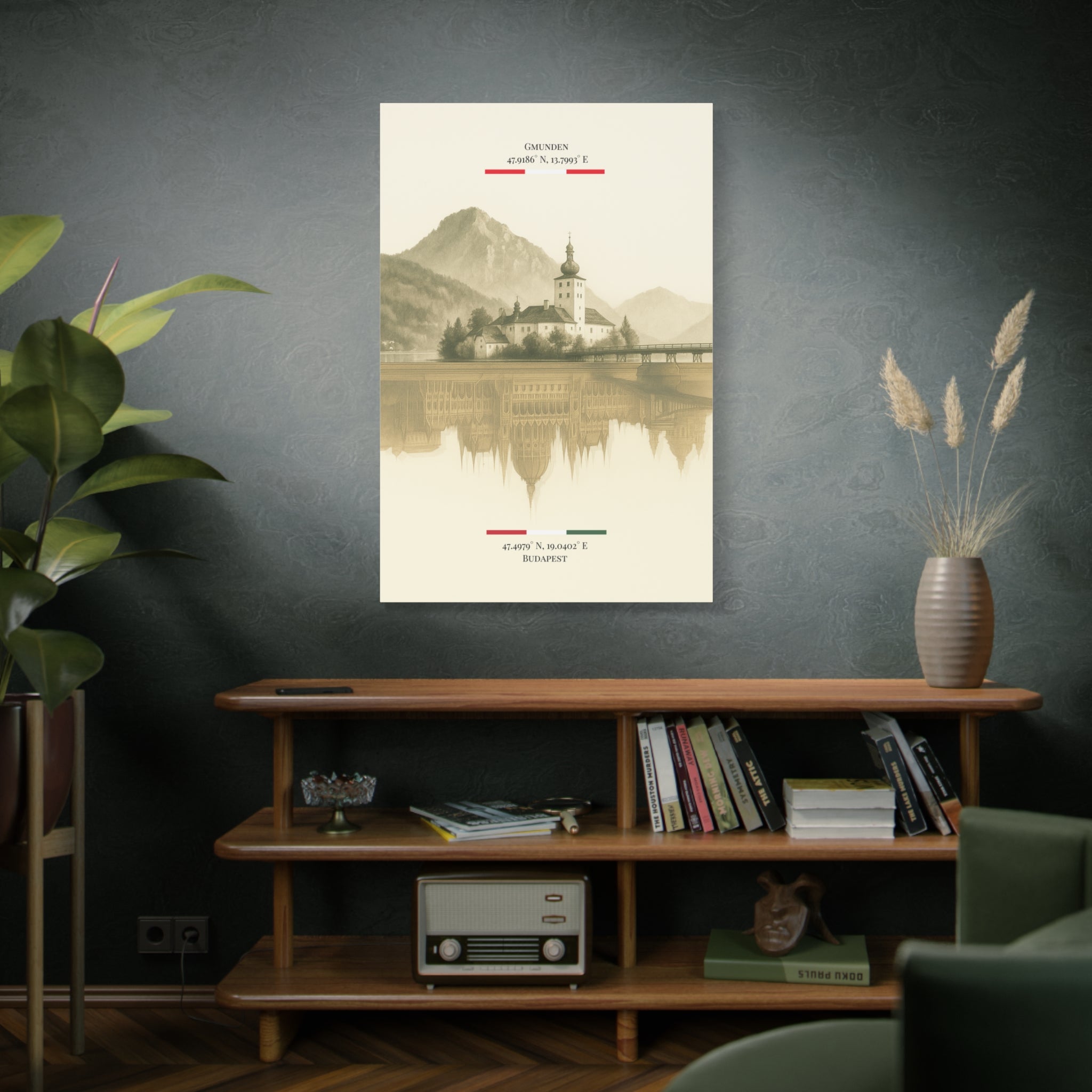 Vintage Sepia Gmunden Budapest – Fine-Art Illustration | Heimatstadt Collection | Vertical Wall Art