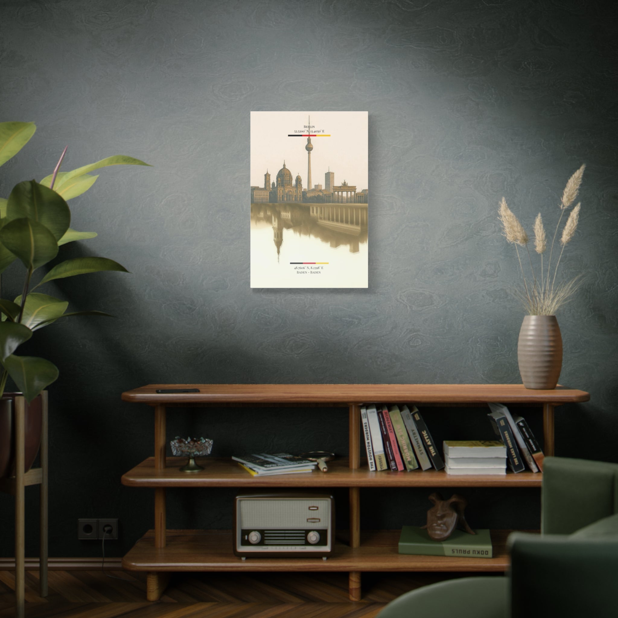 Vintage Sepia Berlin Baden-Baden – Fine-Art Illustration | Heimatstadt Collection | Vertical Wall Art