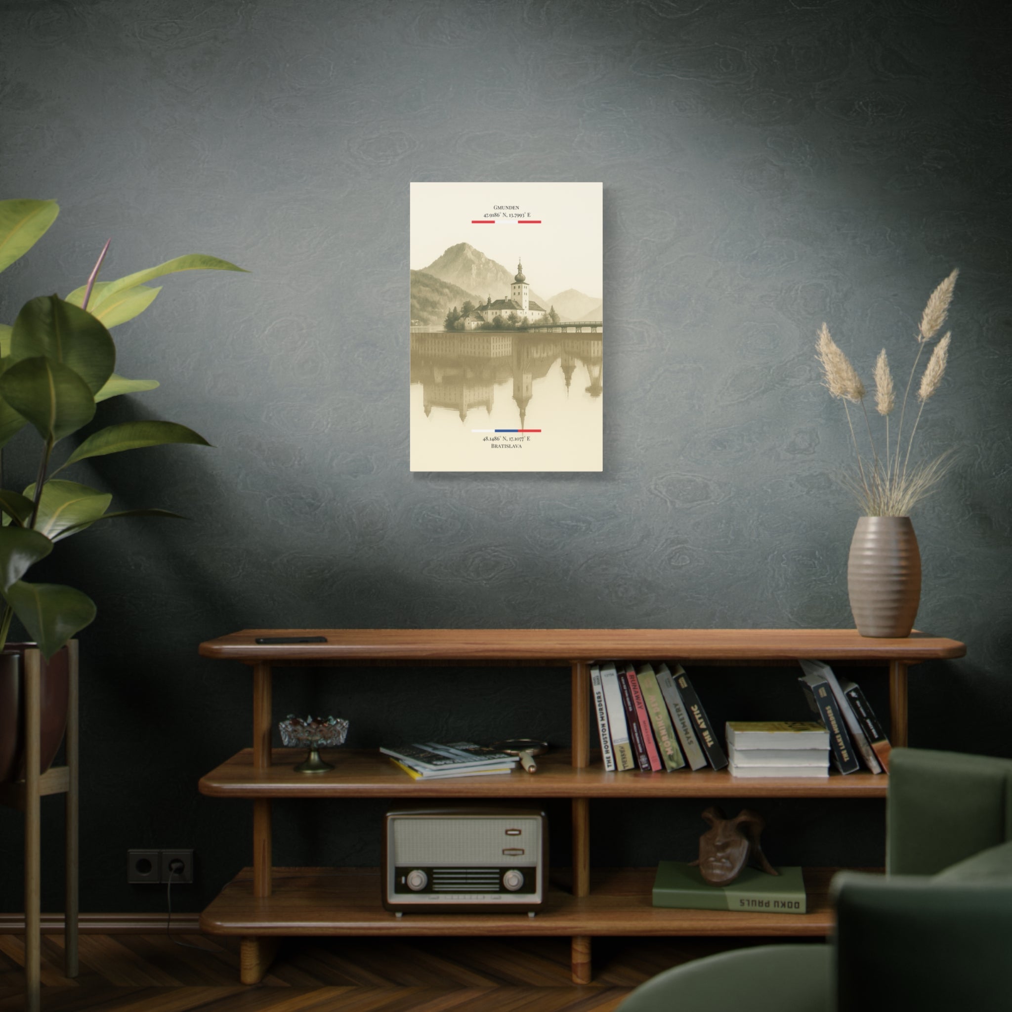 Vintage Sepia Gmunden Bratislava – Fine-Art Illustration | Heimatstadt Collection | Vertical Wall Art